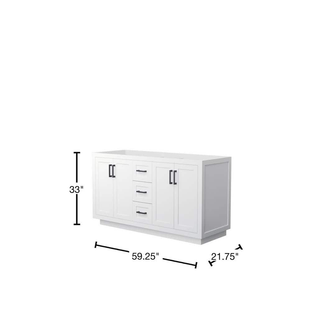Miranda 59.25" White Double Freestanding Bathroom Vanity with Matte Black Hardware
