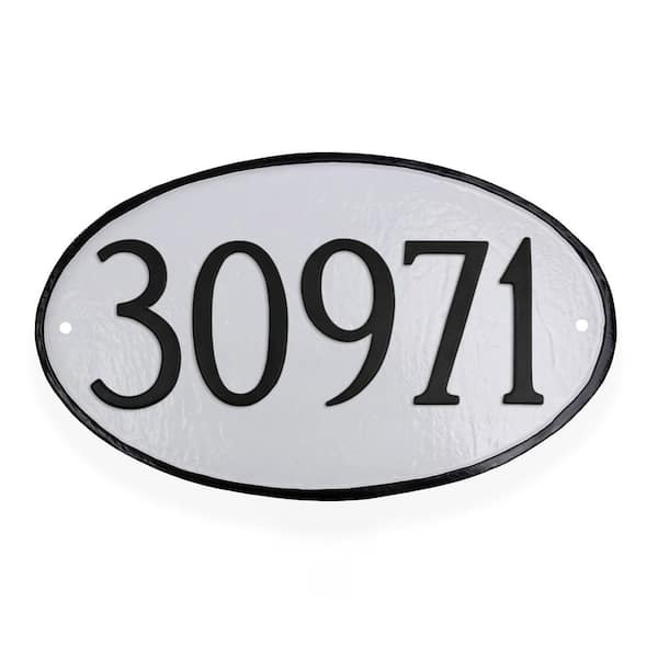 Classic Oval Standard Address Sign Plaque - White/Black