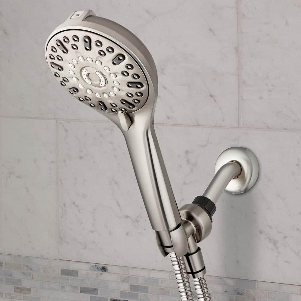 Brushed Nickel Handheld Wall Mounted Shower Head with 7-Spray Settings
