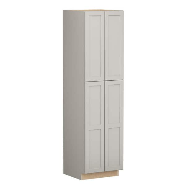 SIMPLY WOODMARK PRO Shaker Full Overlay 24 in. W x 24 in. D x 90 in. H Plywood Assembled Pantry Kitchen Cabinet in Stone Gray