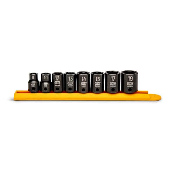 3/8 in. Drive 6-Point Metric Standard Impact Socket Set (8-Piece)