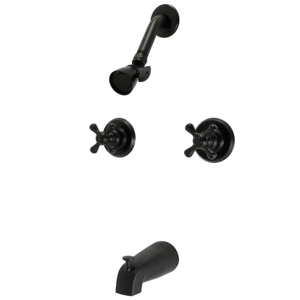 Kingston Brass Victorian Double Handle 1-Spray Tub and Shower Faucet 2 GPM with Corrosion Resistant in Matte Black