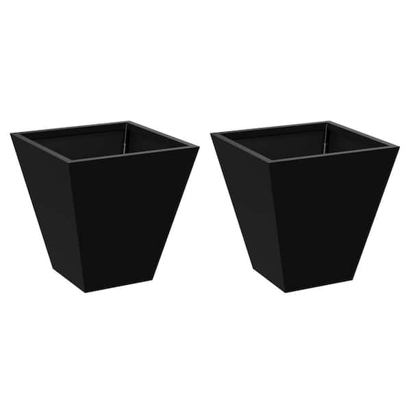 18 in. H x 16 in. W Black Outdoor Metal Planter Pot with Drainage Hole Large Tall Planters Set for Patio & Indoor Use