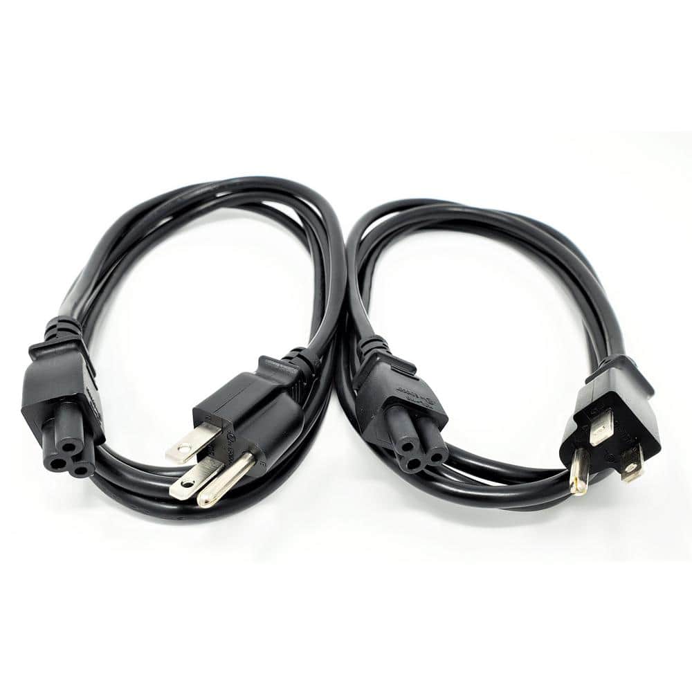 Micro Connectors, Inc 6 ft. NEMA 5-15P to C5 18AWG 3-Prong Notebook/ TV /Power Cord, UL Approved in Black (2 per Box) -  M05-126-2P