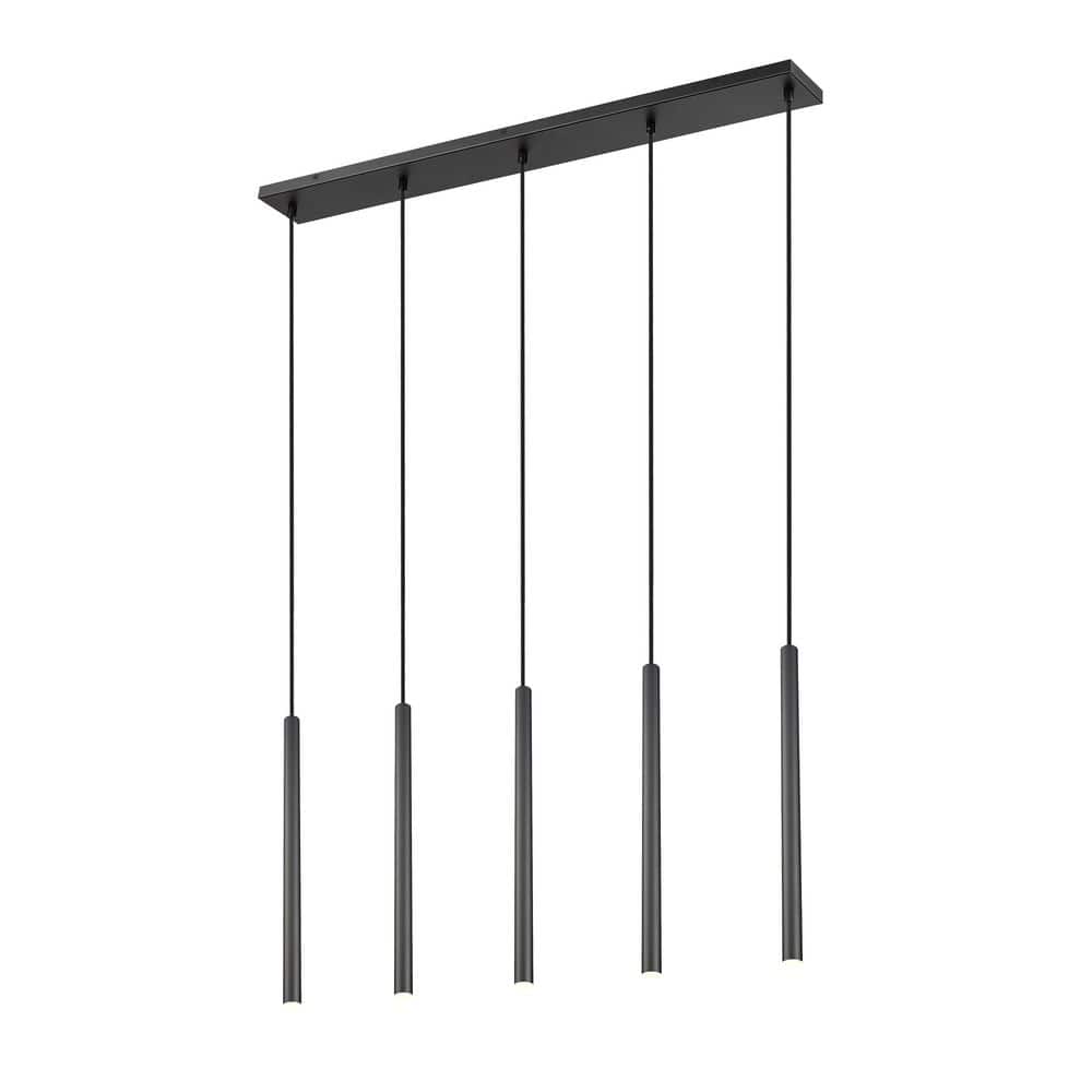 Forest 42 inch Matte Black 5 Light Integrated LED Linear Chandelier