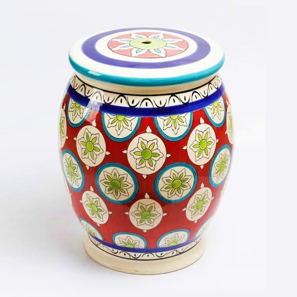 Zaer Ltd. International 17.75 in. Tall Ceramic Garden Stool Carmen
