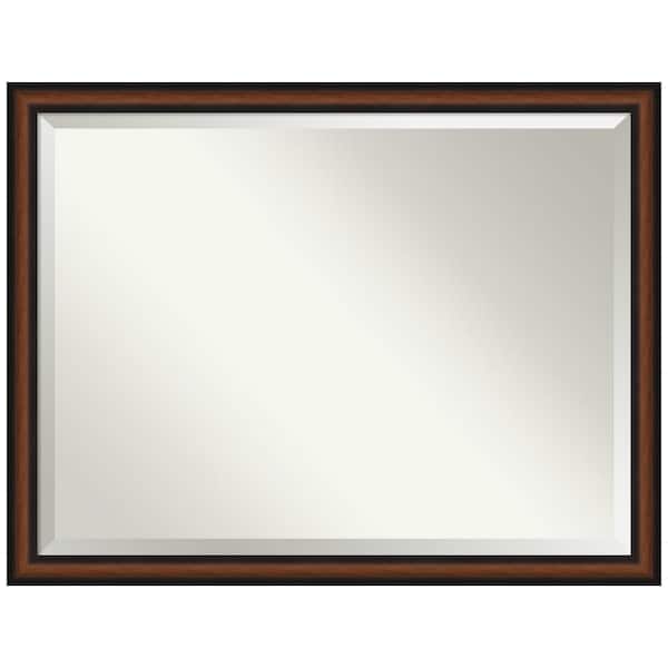 Amanti Art Medium Rectangle Walnut Cherry Beveled Glass Classic Mirror (33.5 in. H x 43.5 in. W)