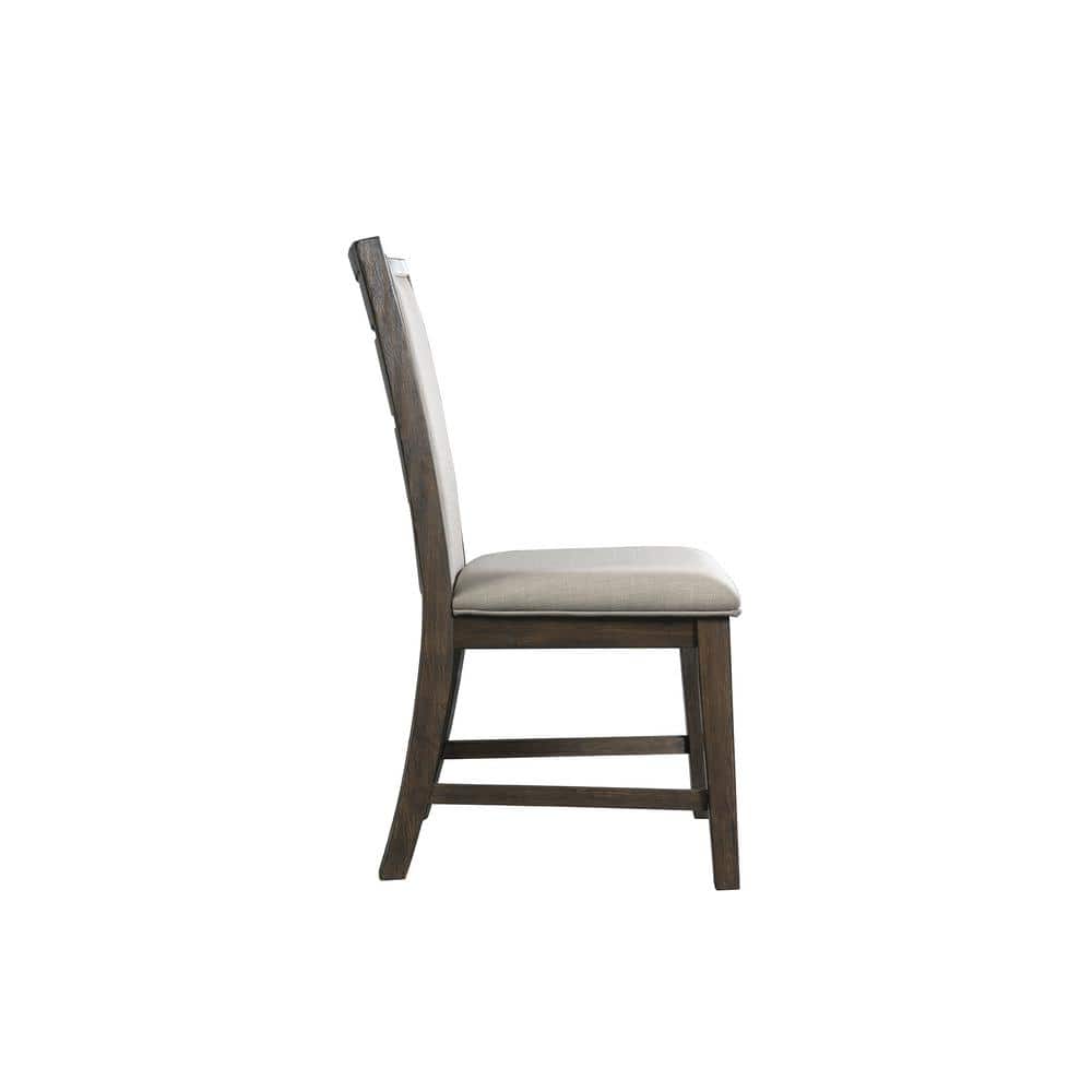 Gray Upholstered High Back Wood Side Chair Set