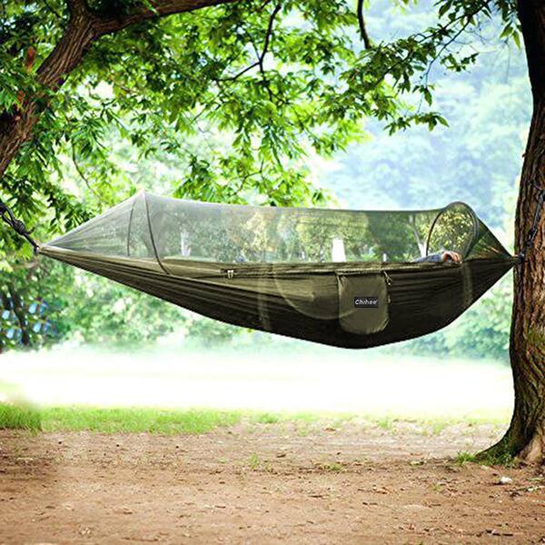 Angel Sar 9 ft. Army Green Ultra-Light Portable Camping Hammock