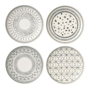Charcoal Grey Mixed Patterns 6 in. Grey and White Accent Plates (Set of 4)