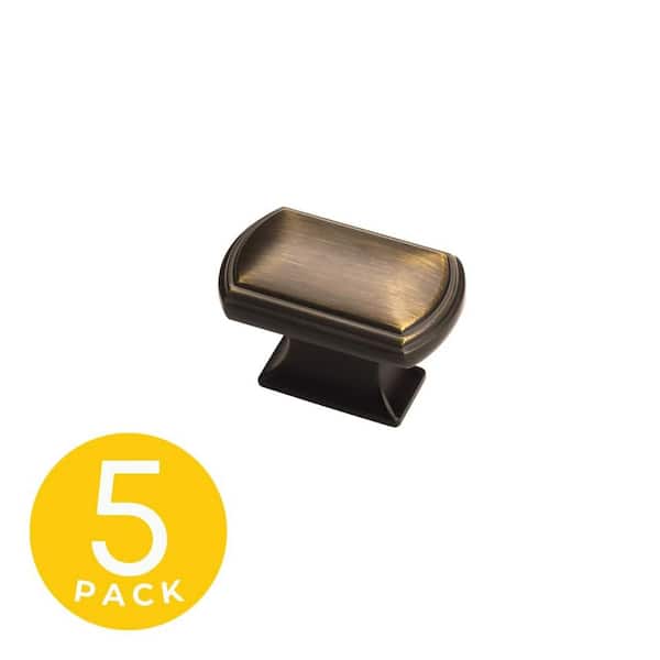 Bolt Series 1 in. Modern Medium Aged Bronze Cabinet Knob (5-Pack)