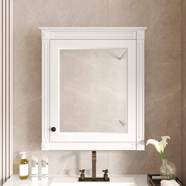 Boosicavelly 24 in. W x 28 in. H Rectangular MDF Medicine Cabinet with Mirror in White