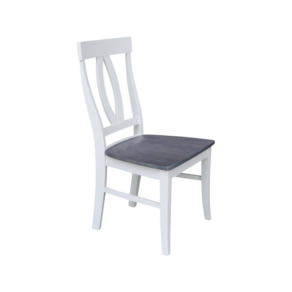 Heather Gray and White Solid Parawood High Side Chair