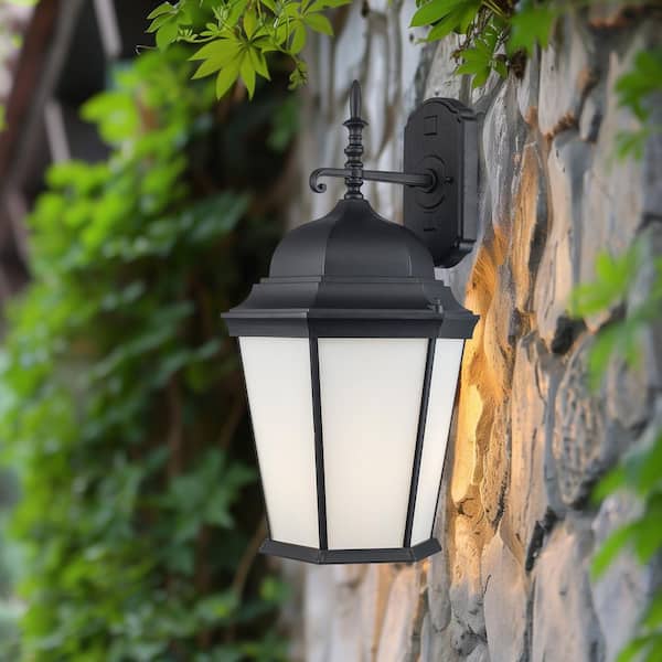 Eldlight 22.75 3-Light Black Outdoor Hardwired Wall Lantern Sconce with No Bulbs Included and Frosted Glass