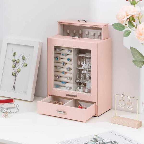 Peach Pink PU-leather Jewelry Box