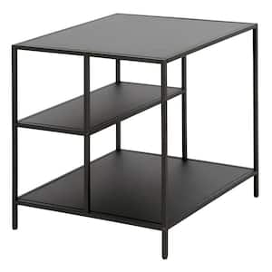Winthrop 20 in. Blackened Bronze Square Metal Side Table with Metal Shelves