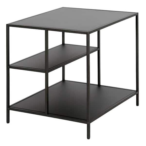 Meyer&Cross Winthrop 20 in. Blackened Bronze Square Metal Side Table with Metal Shelves