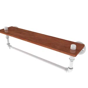 Pipeline Collection 22 in. Ironwood Shelf with Towel Bar in Matte White