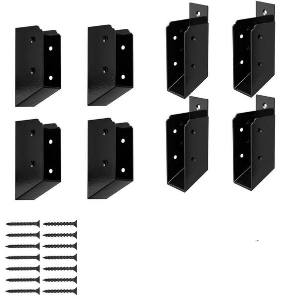 Stainless Steel Deck Railing Brackets Connectors for 2x4 Wood Stair Fence 30° Angle with Coated Screws 4 Pair Black