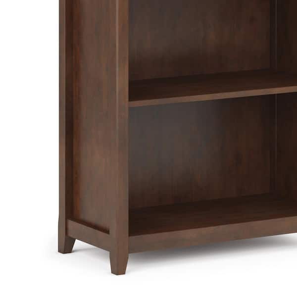 Simpli Home Amherst 70 In H Russet, Threshold Carson Horizontal Bookcase Chestnuts