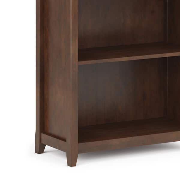 Simpli Home Amherst Russet Brown Wood 5-Shelf Bookcase (30-in W x 70-in H x  14-in D) in the Bookcases department at