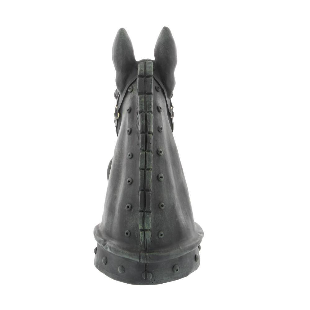 12" Black Resin Horse Head Sculpture with Metal Accents
