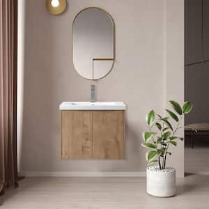 24 in. W Modern Style Float Mounting Bathroom Vanity with White Sink and Top in Yellow (Khaki)