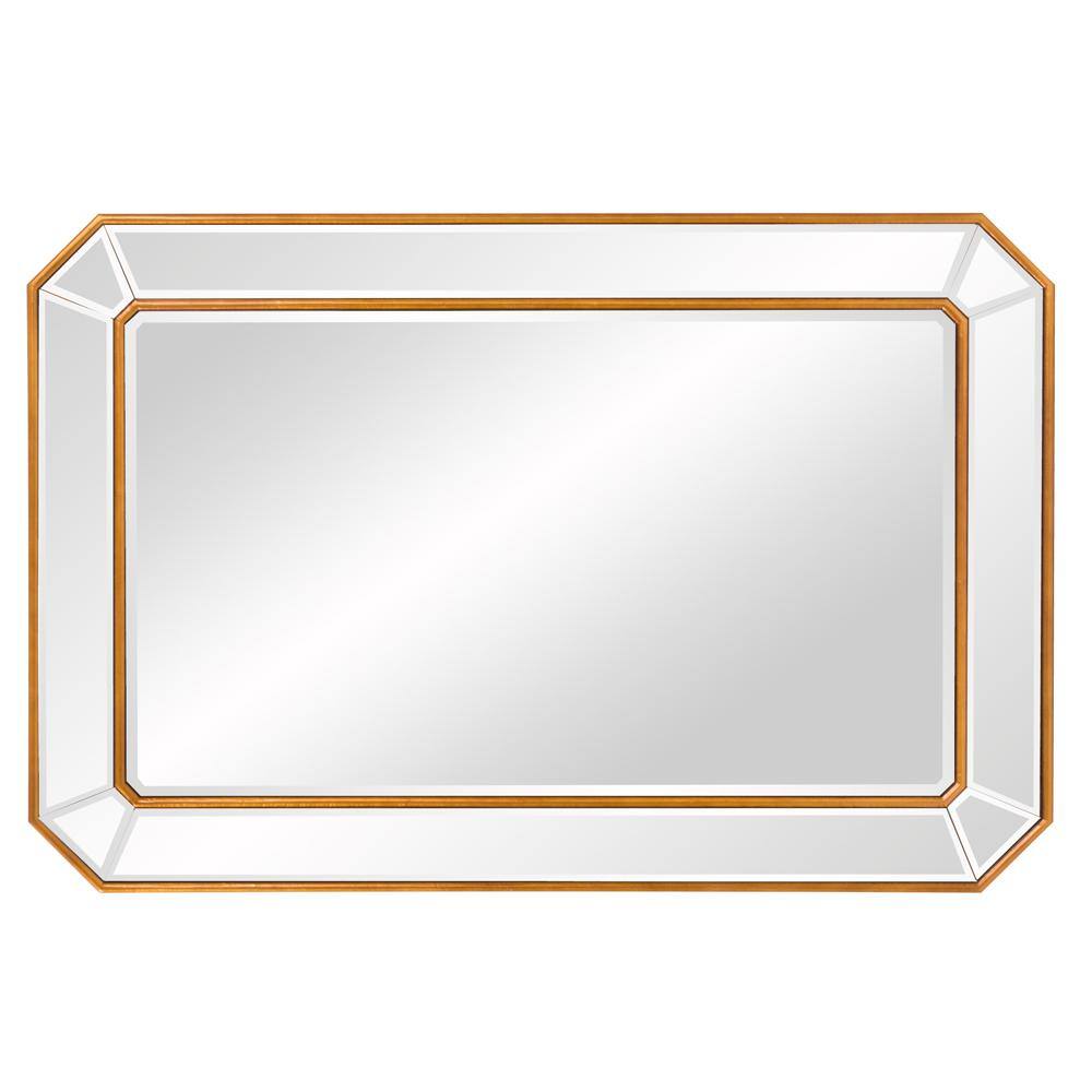 Elegante Full-Length Gold Trimmed Wood Rectangular Mirror