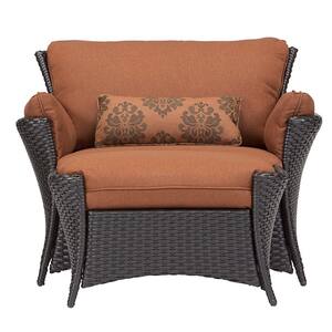 Strathmere Allure 2-Piece Patio Set with Oversized Armchair and Ottoman with Woodland Rust Cushions