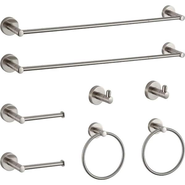 17.1 in. Wall Mounted Towel Bar Bathroom Set in Brushed Nickel