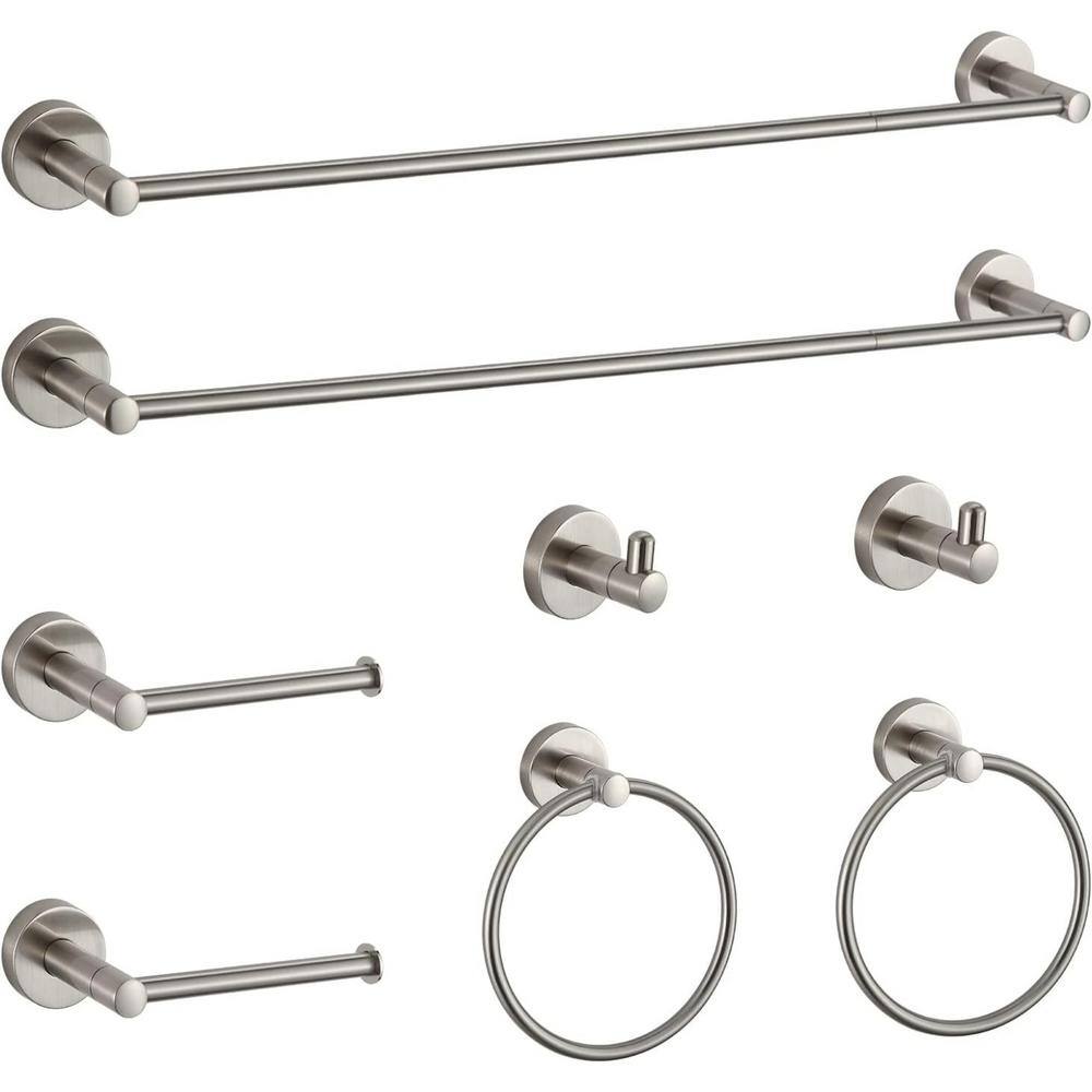 17.1 in. Wall Mounted Towel Bar Bathroom Set in Brushed Nickel