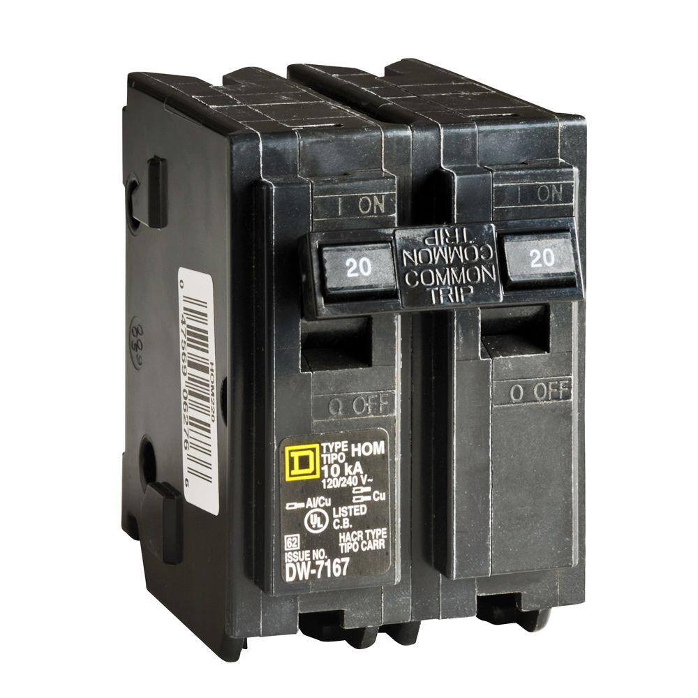 Square D Homeline 20 Amp 2-Pole Circuit Breaker (6-pack) HOM220CP6 ...