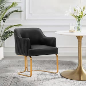 Edra Black Modern Faux Leather Upholstered Dining Armchair