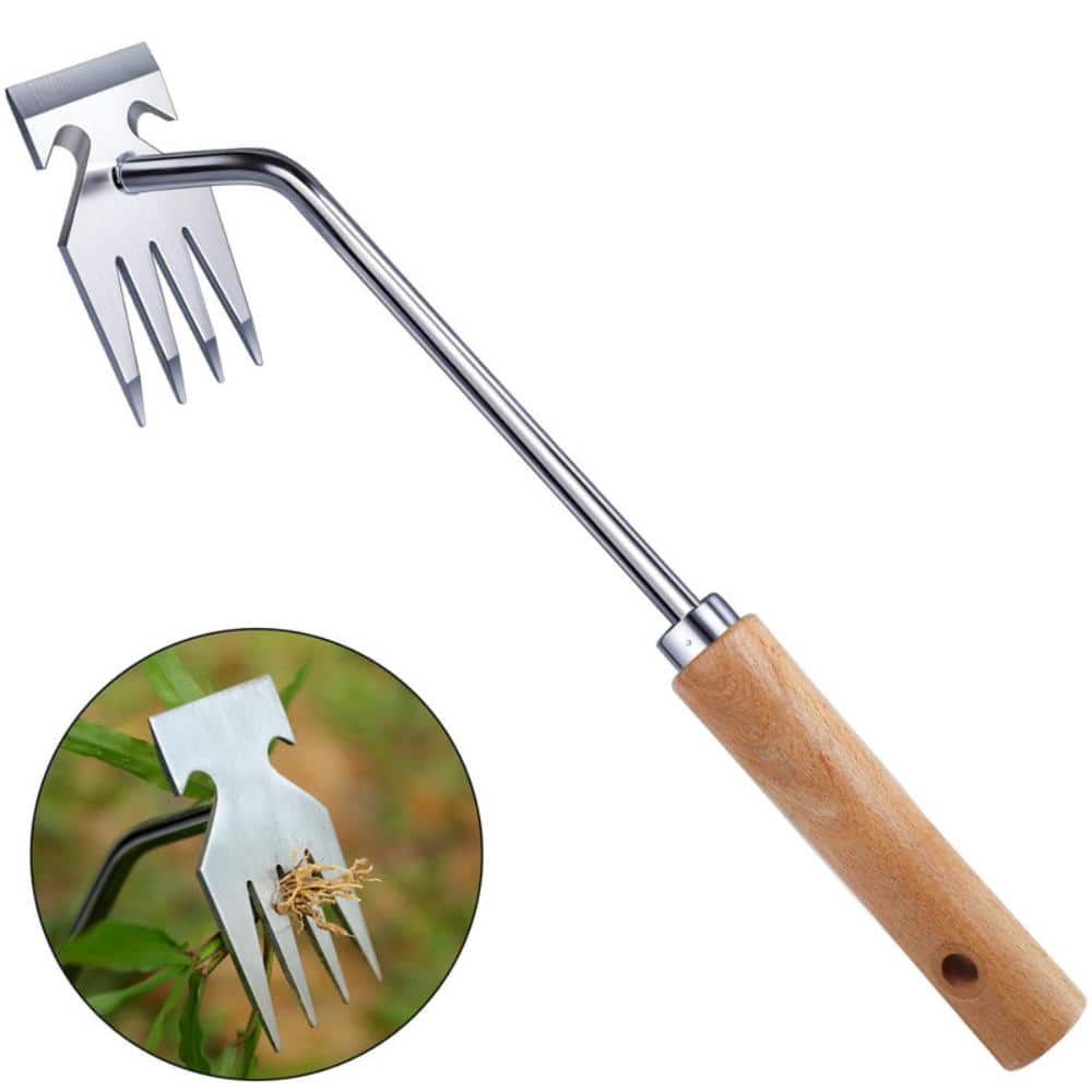 Manual Stainless Steel Weed Puller Tool with Four Tine Head and Ergonomic Wooden Handle for Root Removal One Pack price history on PriceWatchPro