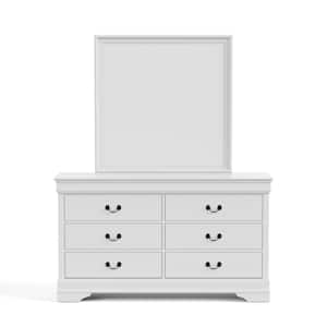 Burkhart White 6 Drawer 58.38 in. W Dresser With Mirror