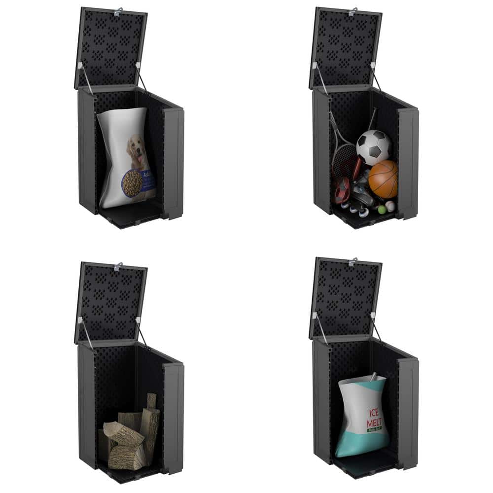 Gray and Black Lockable Outdoor Storage Deck Box