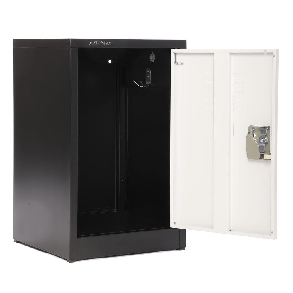 24" Black and White Steel Freestanding Office Lockers, Set of 2