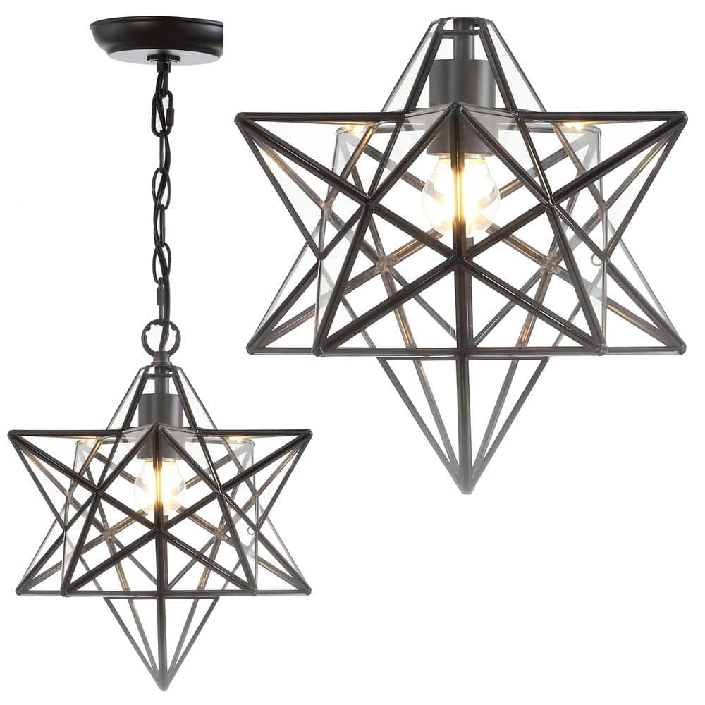 Stella 12" Oil Rubbed Bronze Star-Shaped LED Pendant with Clear Glass