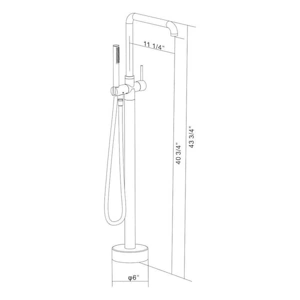 Single-Handle Freestanding Tub Faucet with Hand Shower in Brushed Brass