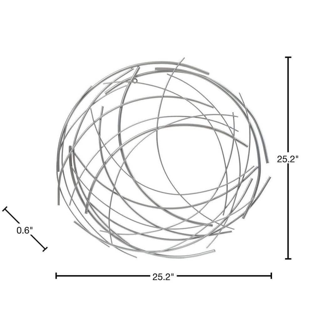 Silver Iron Abstract Swirl Round Wall Sculpture