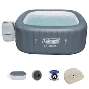 SaluSpa 4 Person Square Inflatable Outdoor Hot Tub & Inflatable Seat