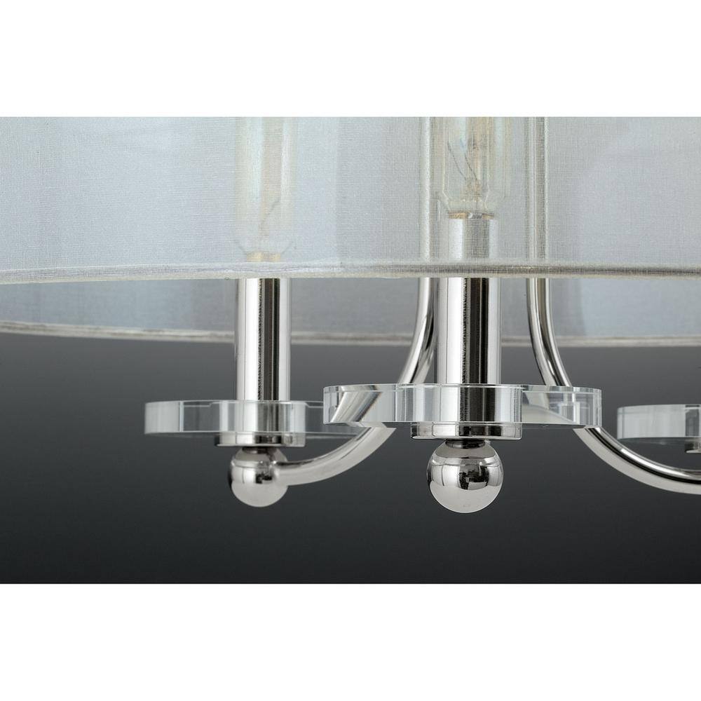 Polished Nickel 4-Light Pendant with Seeded Glass Shade