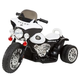 3-Wheel Battery Powered Ride on Toy Motorcycle Police Chopper in Black