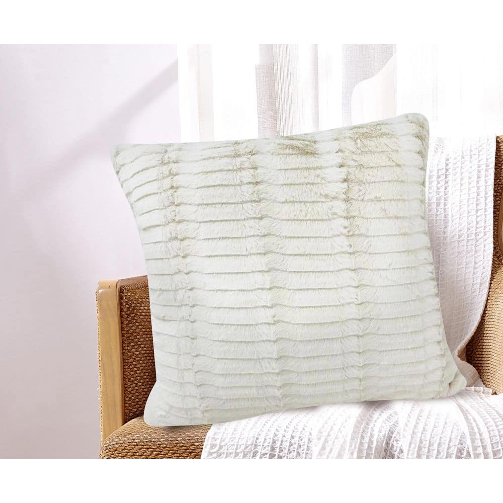 Harper Lane Madison Faux Fur Polyester Throw Pillow Ivory