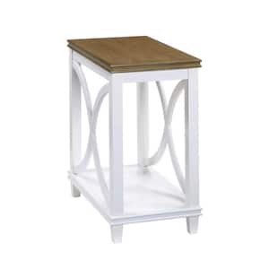 Florence 14 in. Driftwood/White Standard Rectangle Wood End Table with Shelf