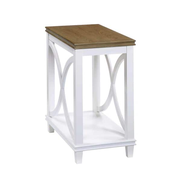 Convenience Concepts Florence 14 in. Driftwood/White Standard Rectangle Wood End Table with Shelf