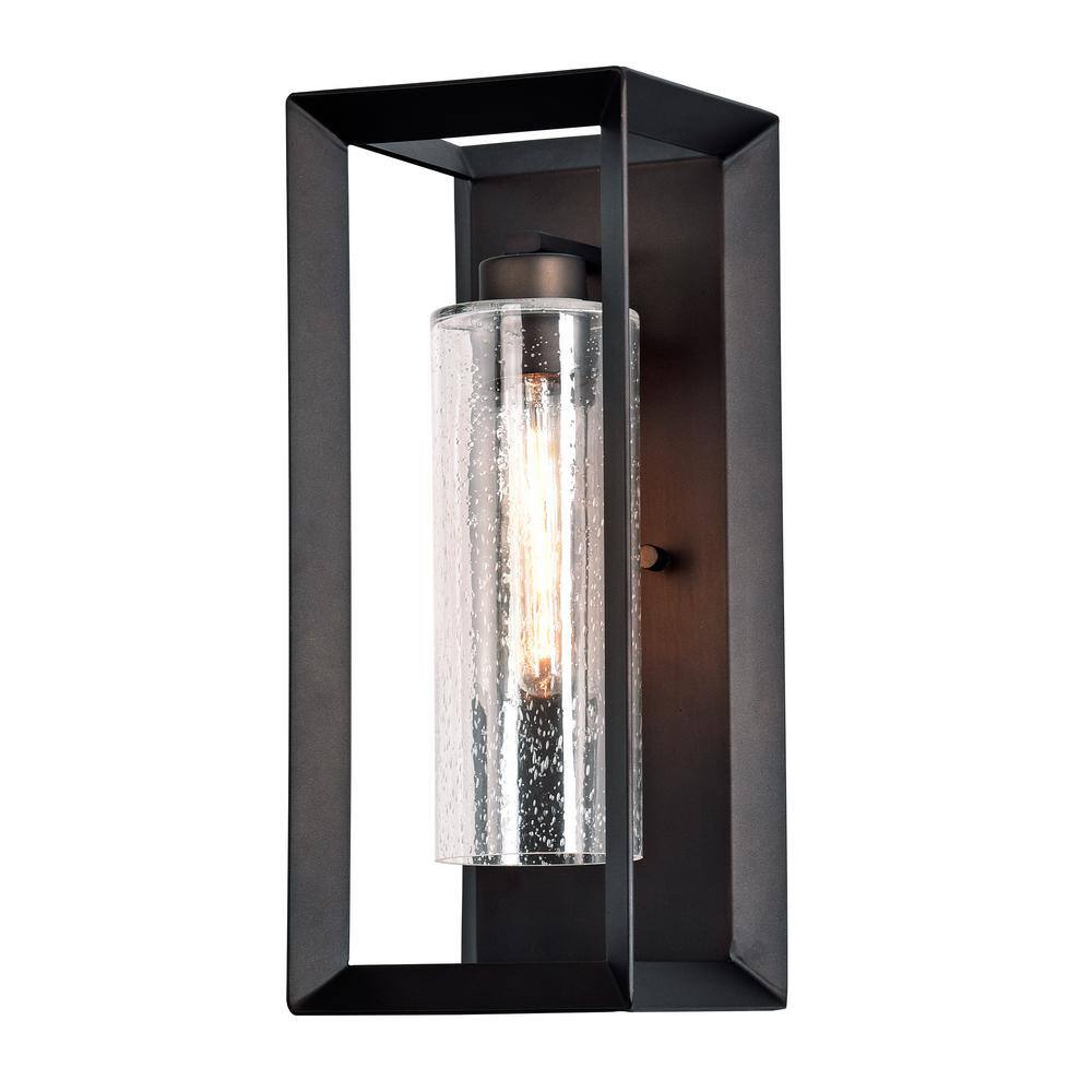 1-Light Dark Bronze Outdoor Wall Lantern Sconce with Clear Seeded Glass price history on PriceWatchPro