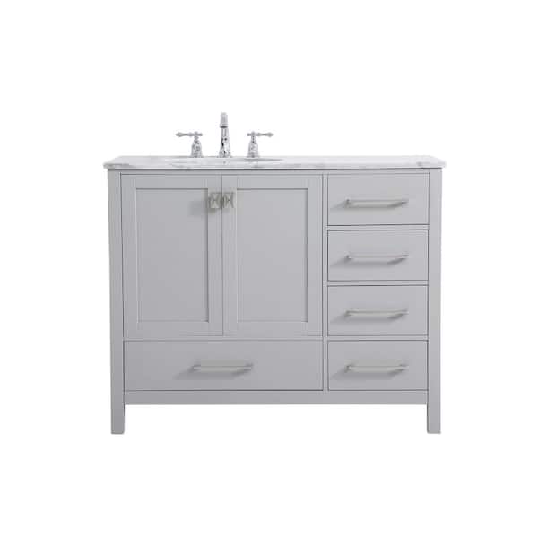 Unbranded Simply Living 42 in. W x 22 in. D x 34 in. H Bath Vanity in Gray with Carrara White Marble Top