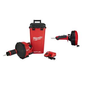 M18 FUEL 18-Volt Lithium-Ion Cordless Drain Cleaning Snake Auger with 5/16 in Cable and Trap Snake 25 ft. Auger (2-Tool)