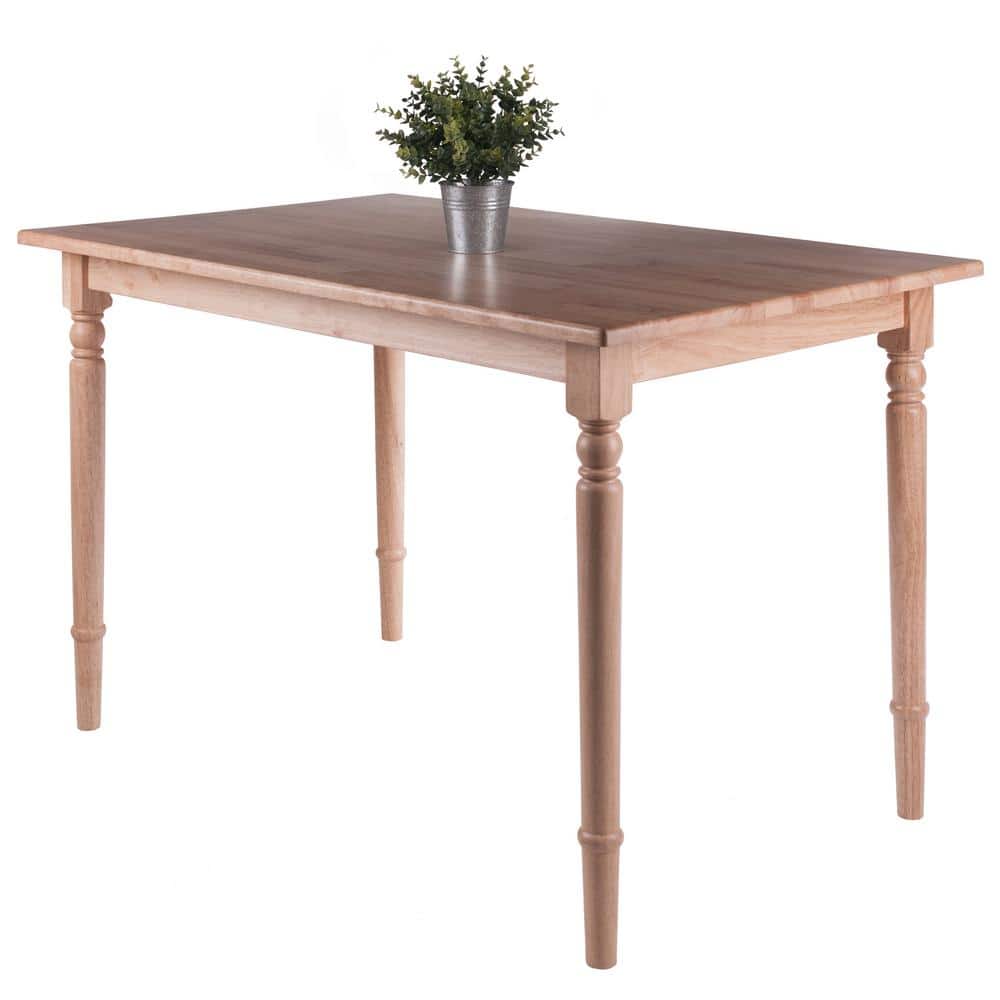Natural Solid Wood Rectangular Farmhouse Dining Table, Seats Six